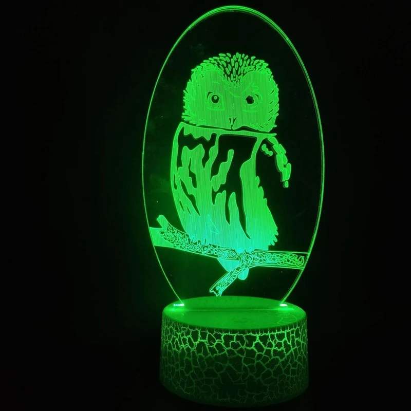 3D LED Eulen-Nachtlicht: Farbwechselnde Dekolampe mit 8 Eulendesigns