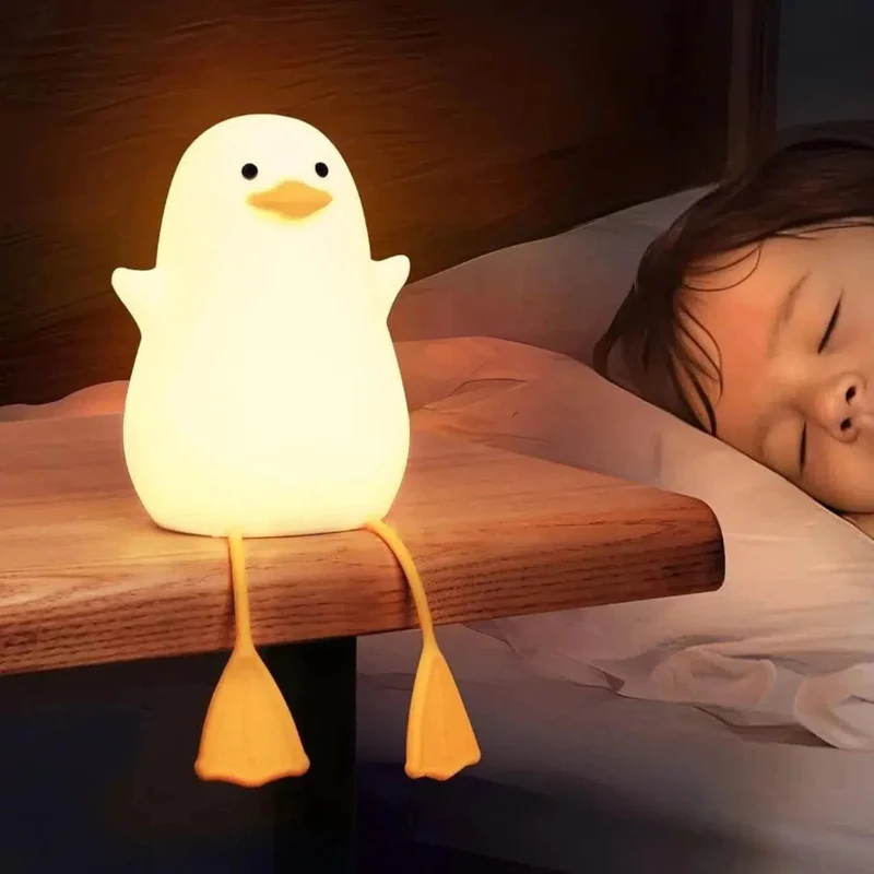 Niedliches sitzendes Enten Nachtlicht mit USB-Aufladung für Kinderzimmer