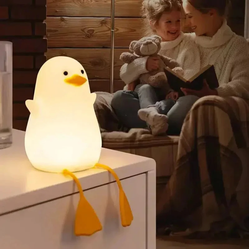 Niedliches sitzendes Enten Nachtlicht mit USB-Aufladung für Kinderzimmer