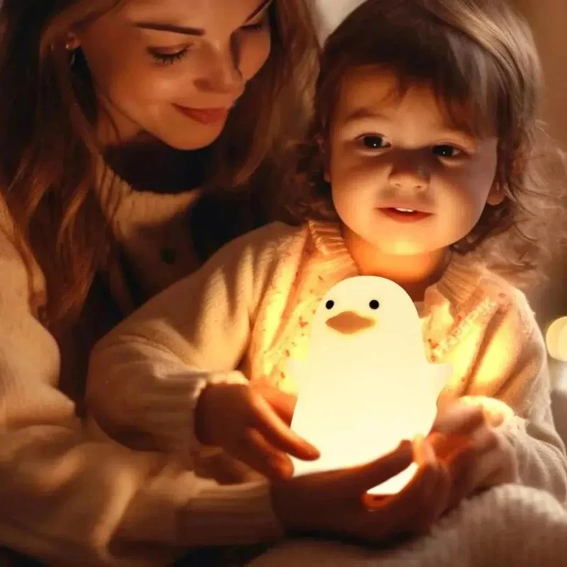Niedliches sitzendes Enten Nachtlicht mit USB-Aufladung für Kinderzimmer
