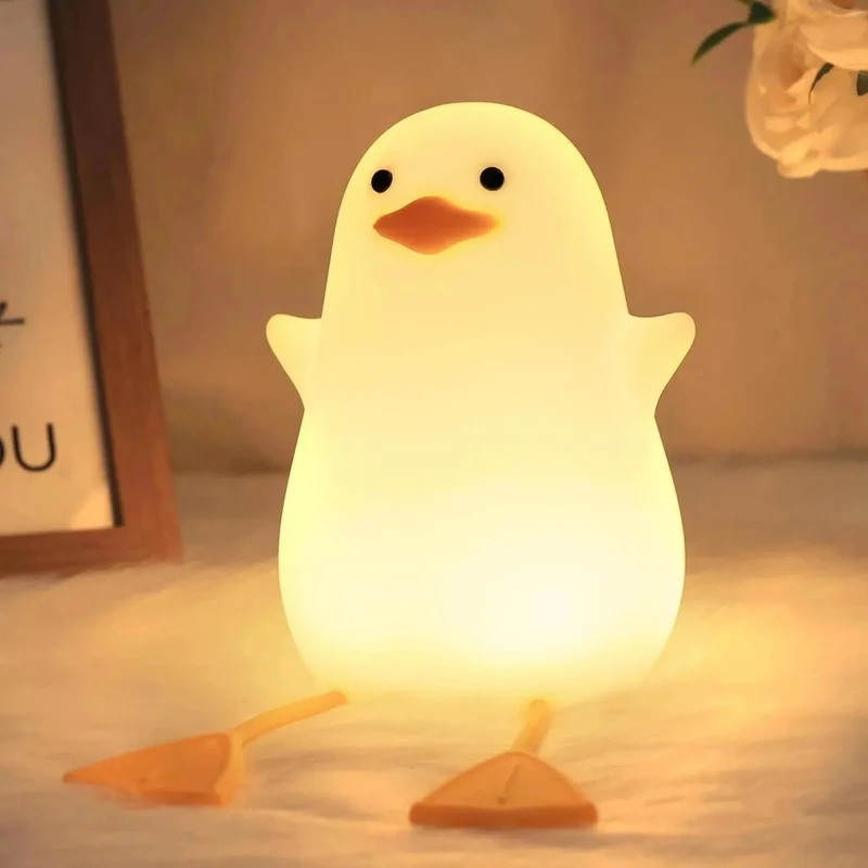 Niedliches sitzendes Enten Nachtlicht mit USB-Aufladung für Kinderzimmer