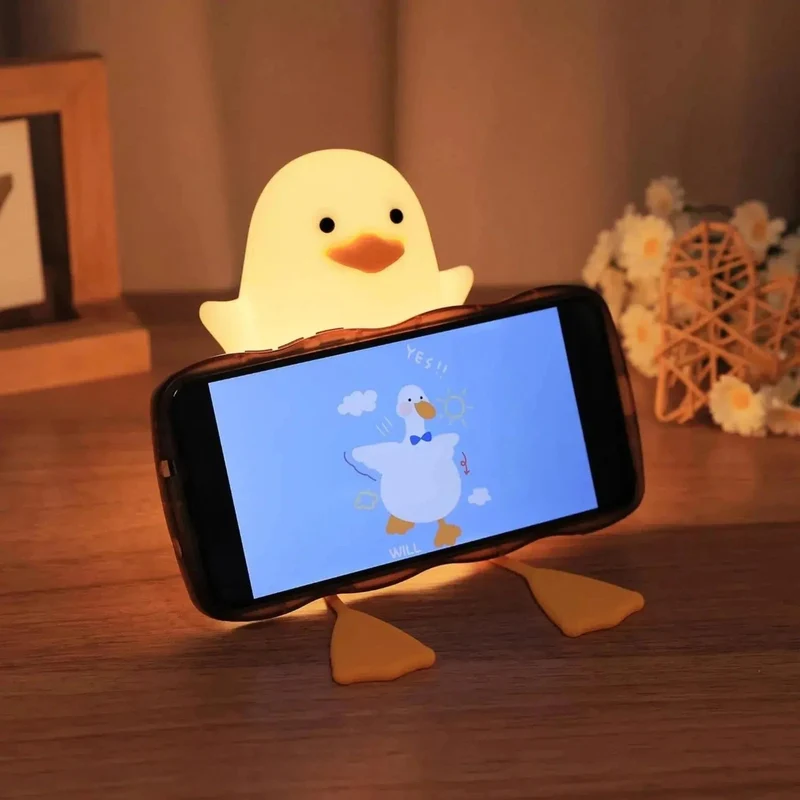 Niedliches sitzendes Enten Nachtlicht mit USB-Aufladung für Kinderzimmer