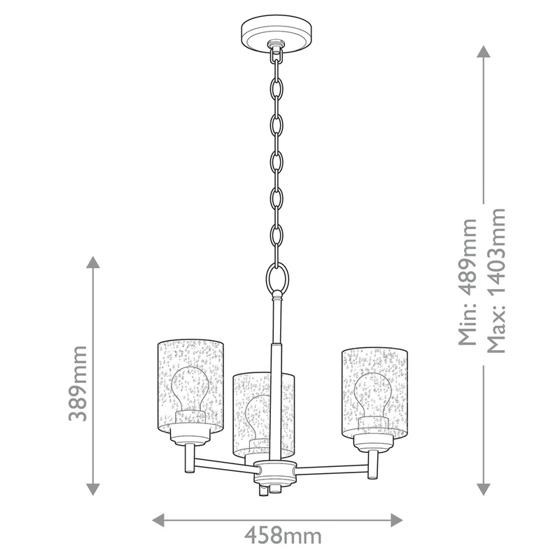 Kronleuchter Winslow 3-flammig Messing Ø 46cm