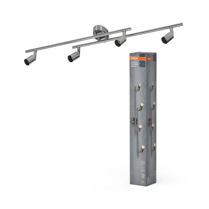 OSRAM LED Spot Cylinder Deckenleuchte 4xGU10 Gebürstetes Nickel