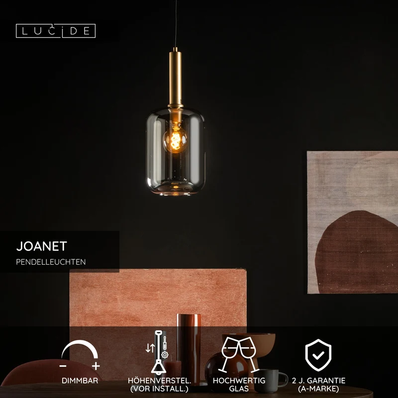 Pendelleuchte Joanet mit Glasschirm Ø 22cm