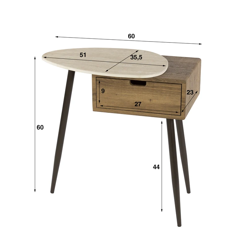 Nachttisch Travino 1 Schublade links – Keramik Travertin