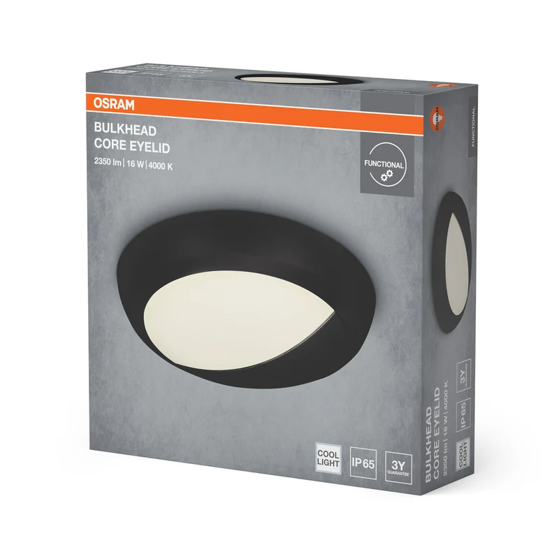 OSRAM LED BULKHEAD CORE EYELID Deckenleuchte, 16W, 4000K, Kaltweiß, Schwarz