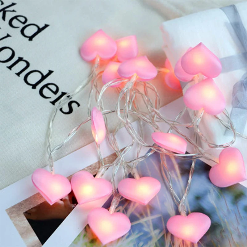 LED Lichterkette mit rosa Herzen Kinderzimmer