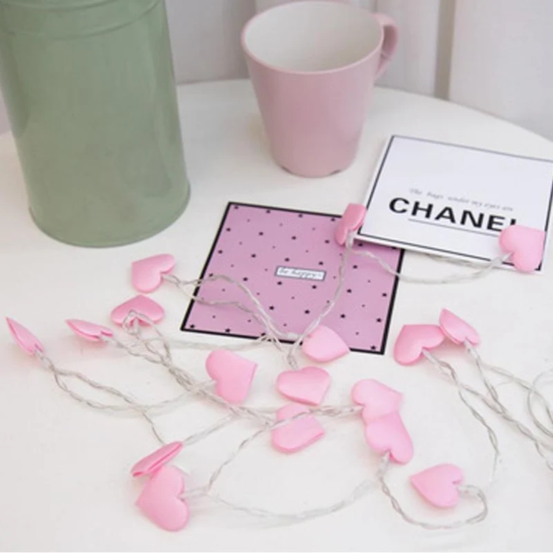 LED Lichterkette mit rosa Herzen Kinderzimmer