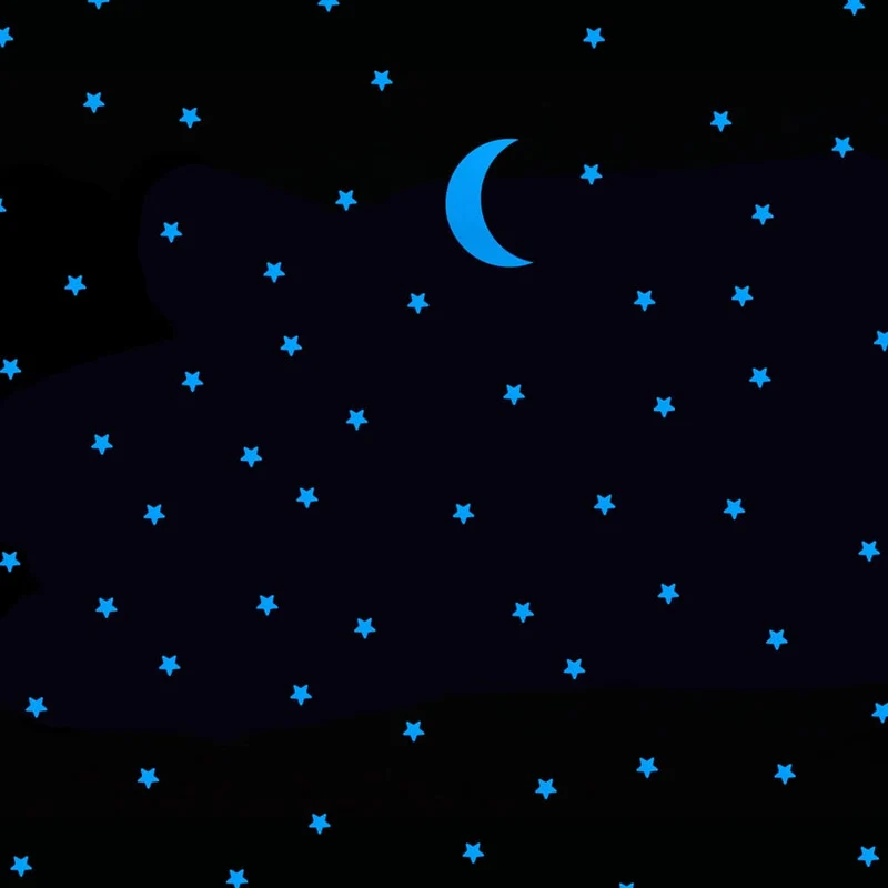 Leuchtende Wandsticker Sterne und Mond Set