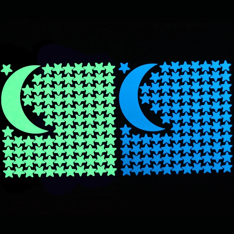 Leuchtende Wandsticker Sterne und Mond Set