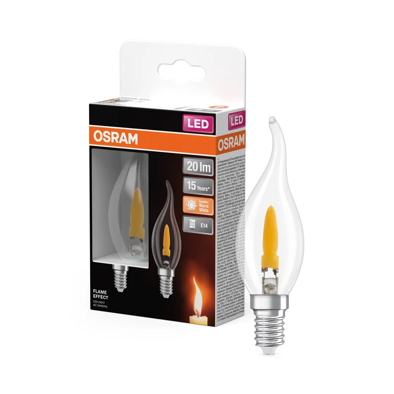 OSRAM LED Leuchte Flame, Flammeneffekt, 1W, 1800K, Warmweiß, E14