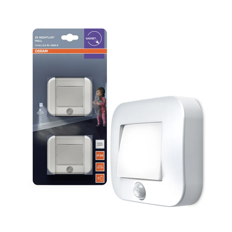 OSRAM NIGHTLUX HALL Nachtleuchte, 0-25W, 4000K, Kaltweiß, Weiß, 2er Pack