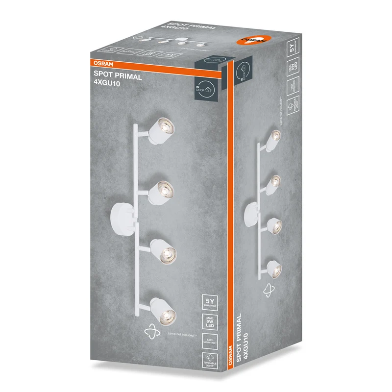 OSRAM 4-Punkt LED Spot PRIMAL, Leuchte, 4xGU10, Weiß