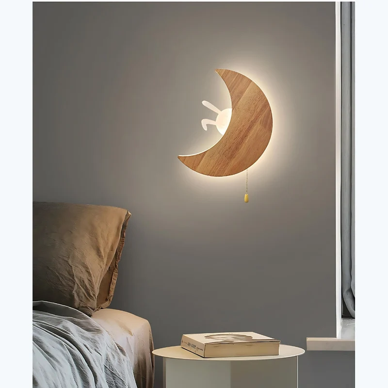 Mond Wandlampe für Kinder aus Holz