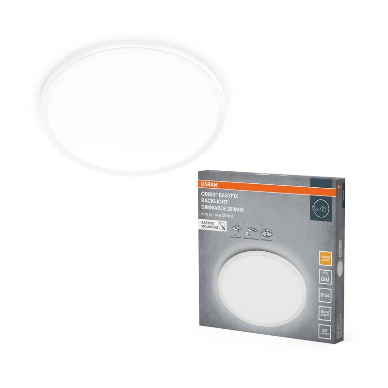 OSRAM ORBIS EASYFIX LED Backlight Deckenleuchte 29,3cm 18W Warmweiß IP54, weiß