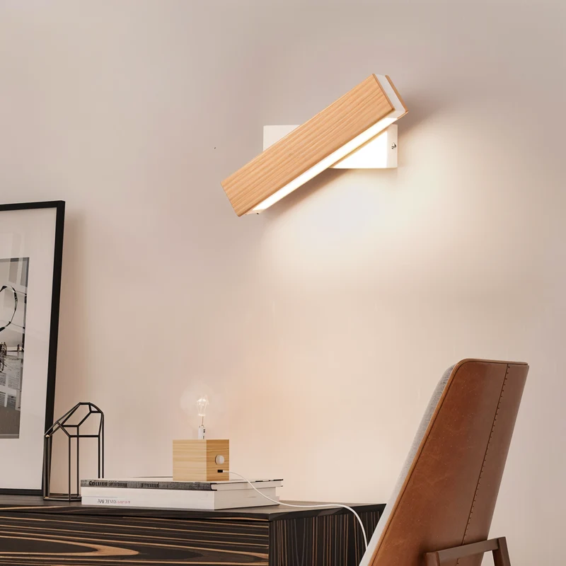 LignoLux | 360° drehbare LED-Wandleuchte aus Holz