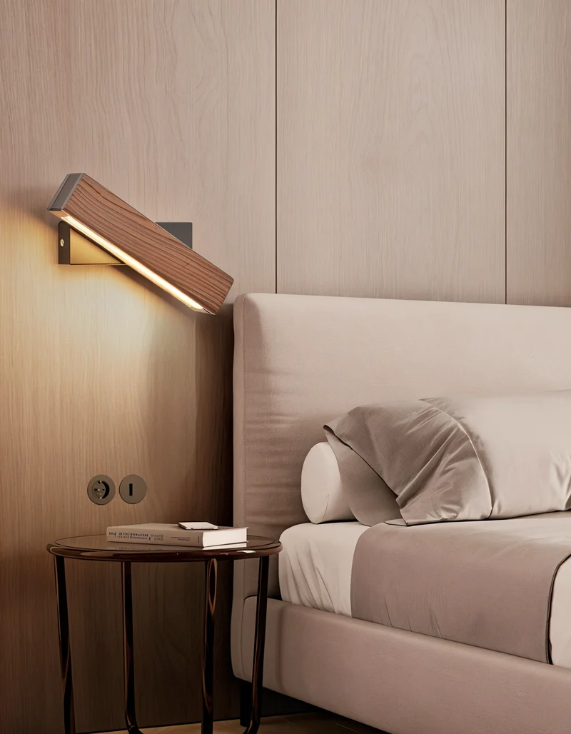 LignoLux | 360° drehbare LED-Wandleuchte aus Holz