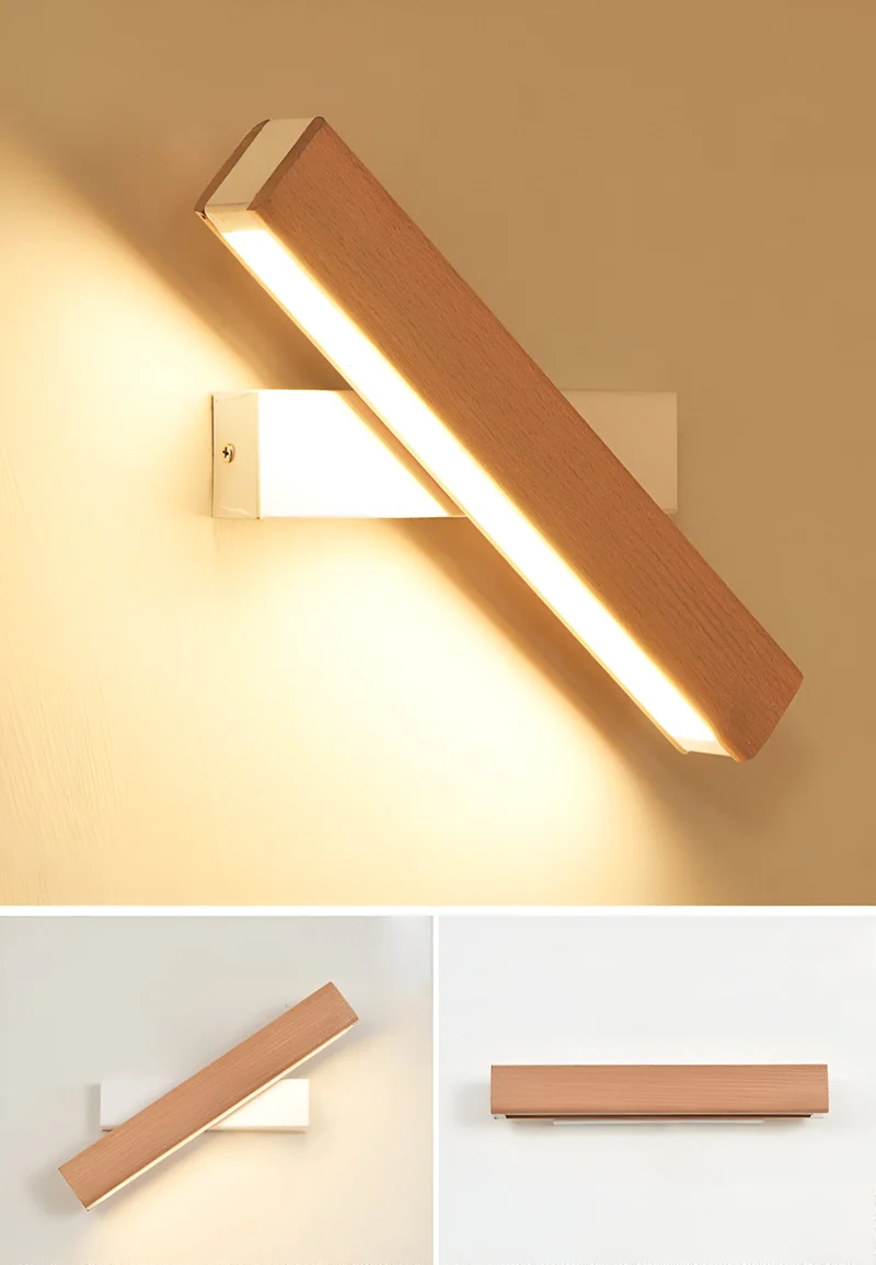 LignoLux | 360° drehbare LED-Wandleuchte aus Holz