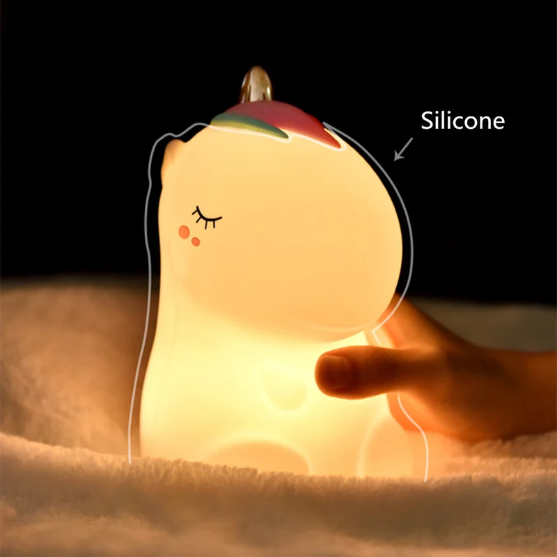 Buntes Einhorn Nachtlicht aus Silikon USB