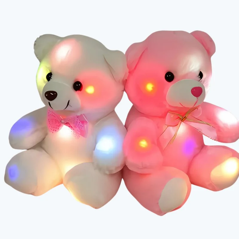Leuchtender Teddybär Plüschtier weiß oder rosa