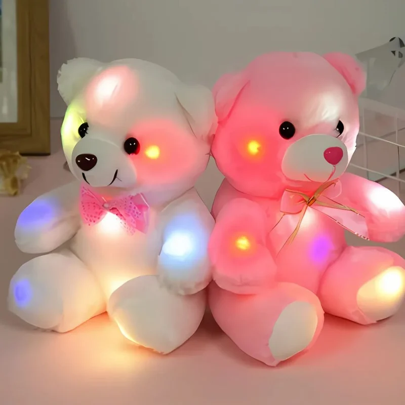 Leuchtender Teddybär Plüschtier weiß oder rosa