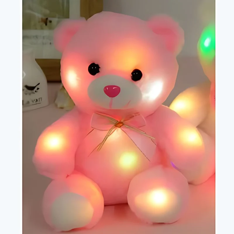 Leuchtender Teddybär Plüschtier weiß oder rosa