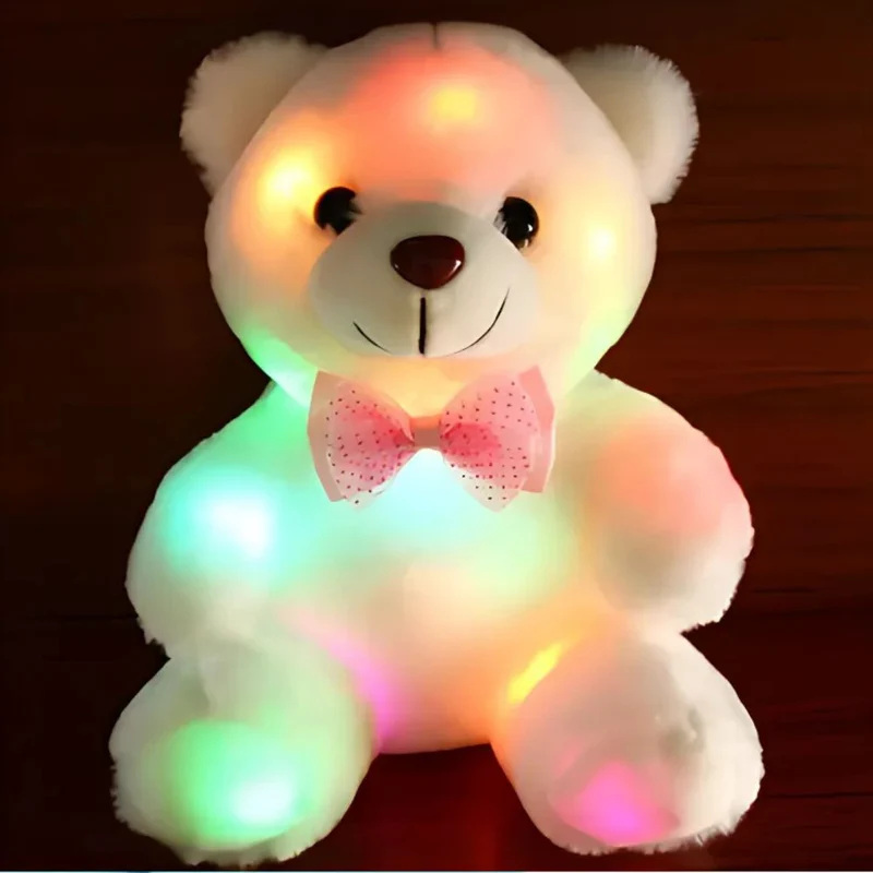 Leuchtender Teddybär Plüschtier weiß oder rosa
