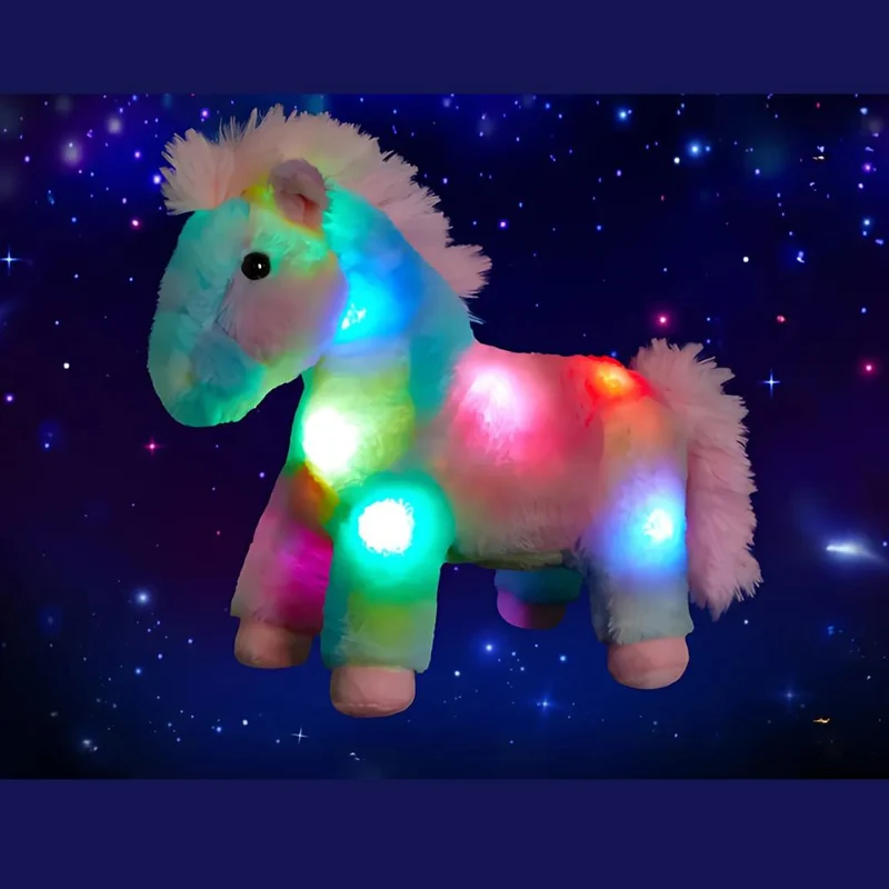 Buntes leuchtendes Pferd Plüschtier mit LED