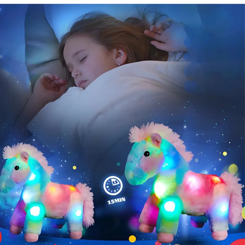 Buntes leuchtendes Pferd Plüschtier mit LED