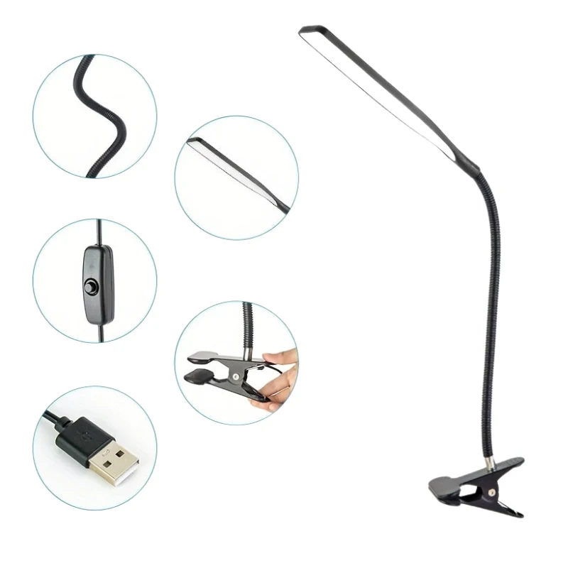 ClipLux | LED-Schreibtischlampe mit Schwanenhals und Klemme
