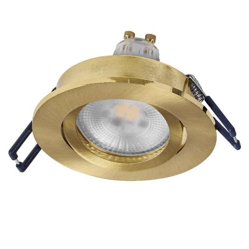 OSRAM LED Spot Recess Einbaustrahler Set GU10 Dim schwenkbar Click 6W Satiniertes Gold ⌀68 mm