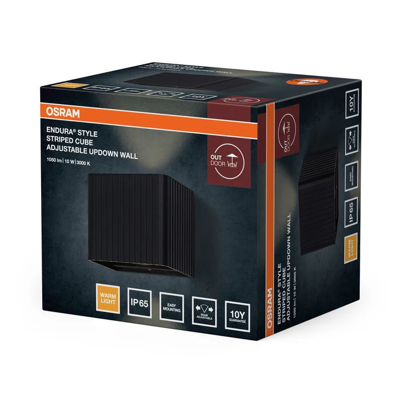 OSRAM Außenwandleuchte, Dunkelgrau, 15 W, 330 lm, 3000 K, 210° Abstrahlwinkel, 50. 000 h Lebensdauer, IP65