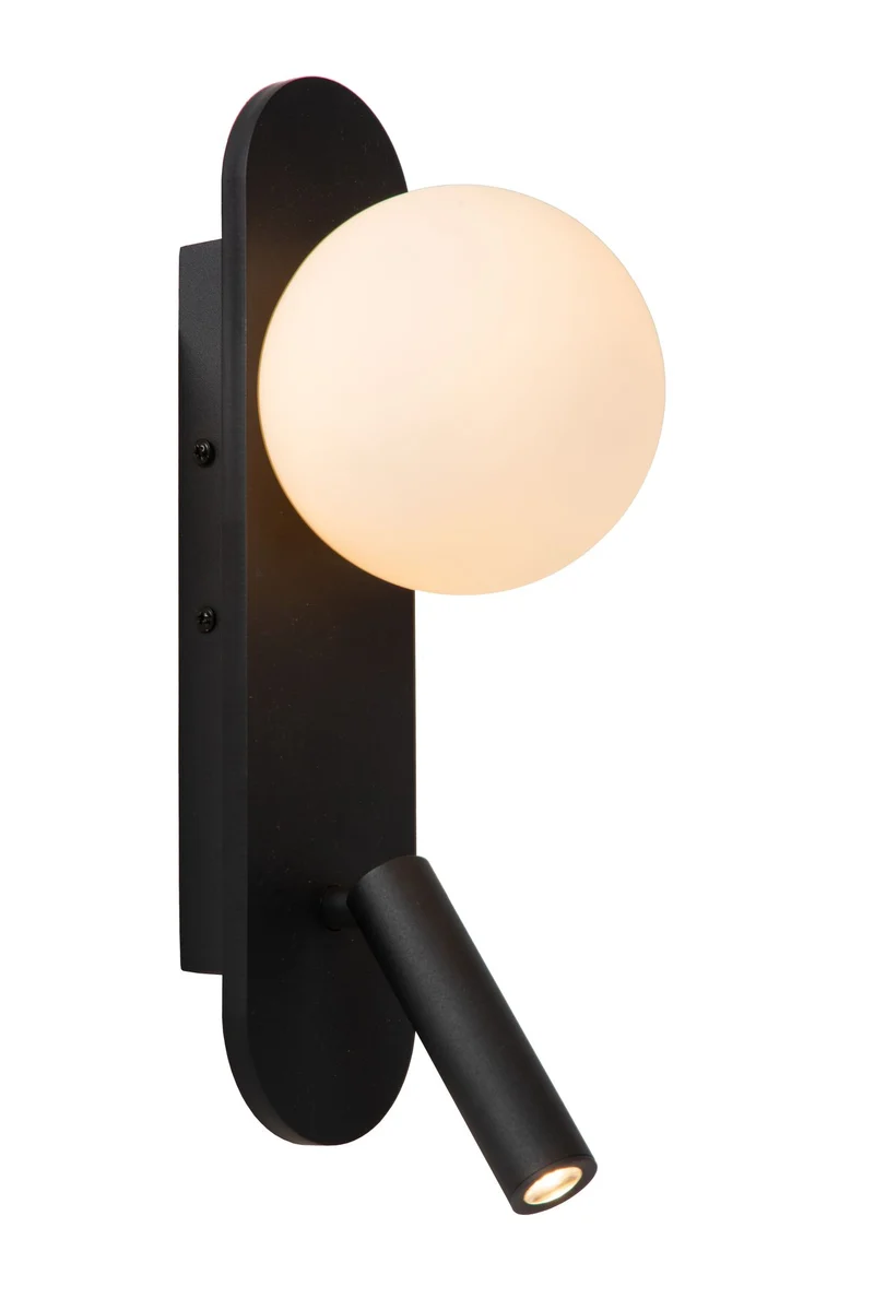 LED-Bettleuchte Kelly drehbar mit Glasschirm und USB-Anschluss