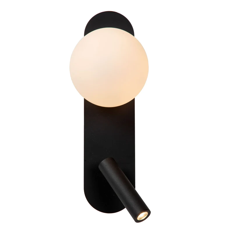 LED-Bettleuchte Kelly drehbar mit Glasschirm und USB-Anschluss