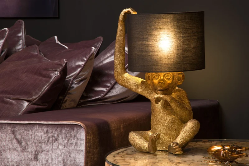 Tischleuchte Extravaganza Chimp mit Stoffschirm Schwarz