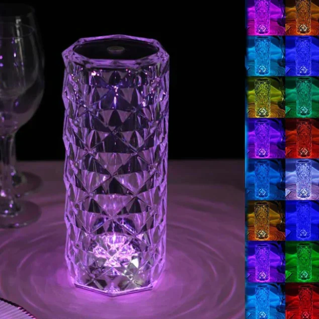 Kristalux | Kabellose Diamant-Tischleuchte mit Touch-Dimmer