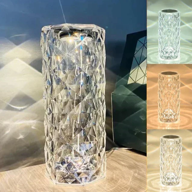 Kristalux | Kabellose Diamant-Tischleuchte mit Touch-Dimmer