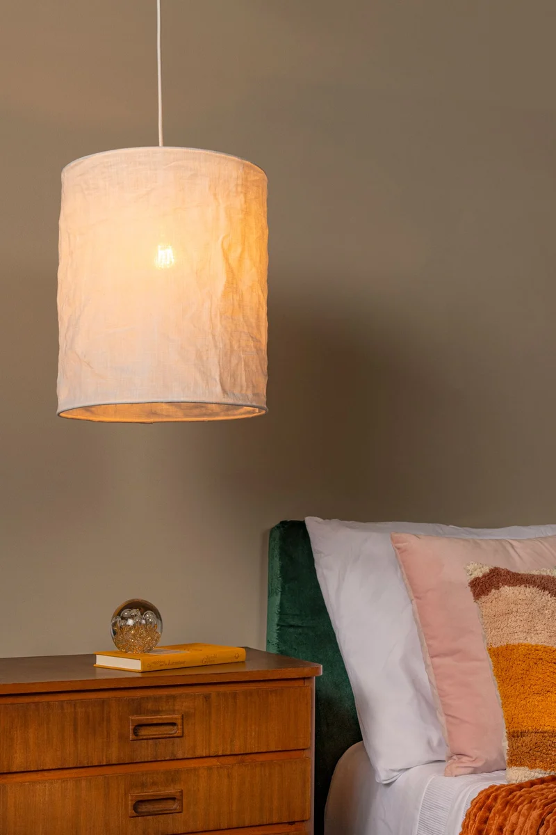 Pendelleuchte Tissaja Landhaus Leinen Weiß 30cm höhenverstellbar