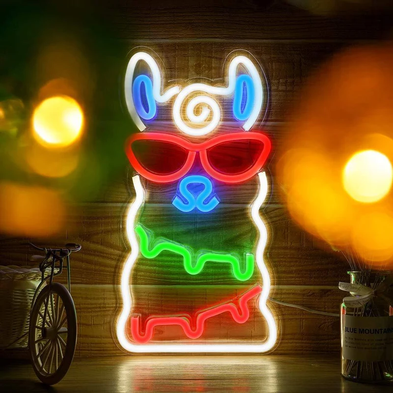 Buntes Alpaka LED Neon Schild Deko