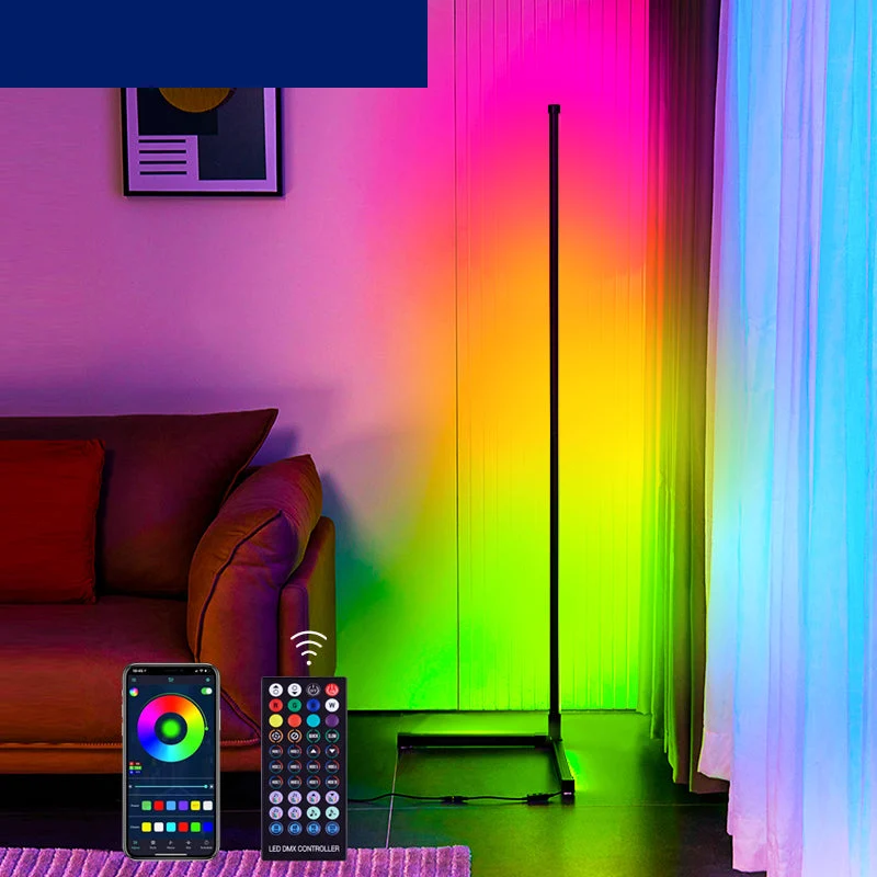 LED Eck-Stehlampe mit Regenbogenfarben