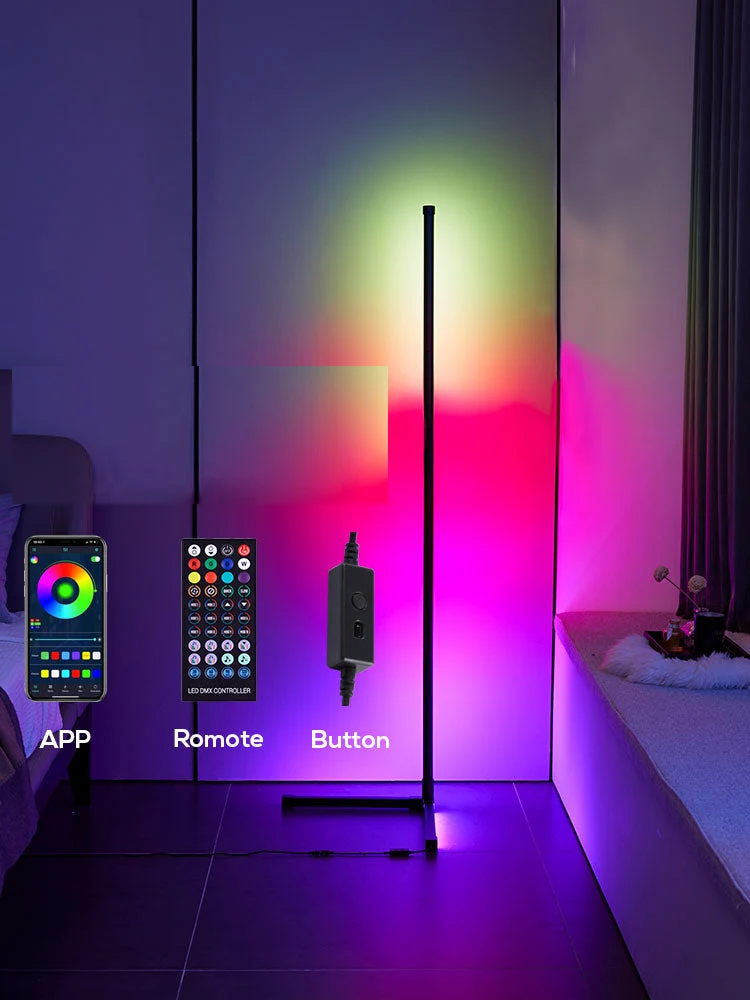LED Eck-Stehlampe mit Regenbogenfarben
