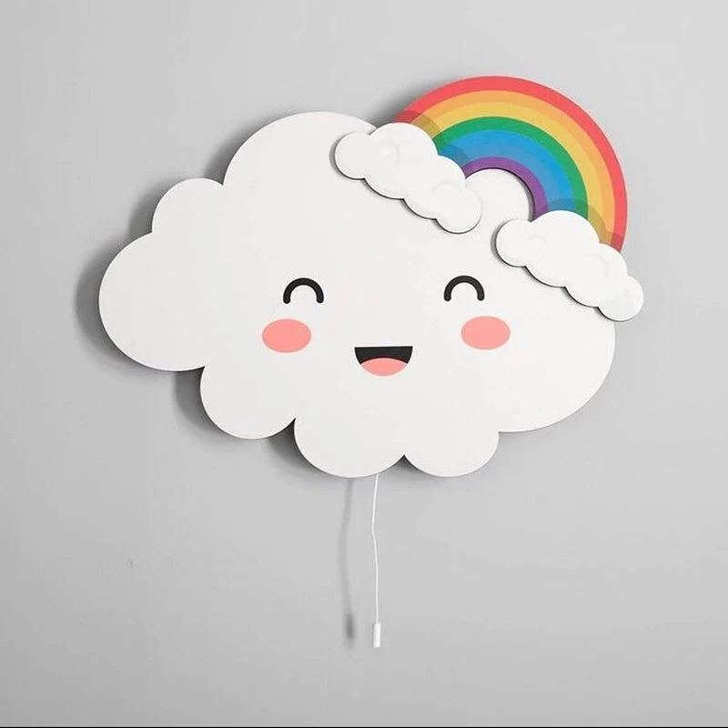 Wandlampe Wolke Regenbogen mit weißem Licht