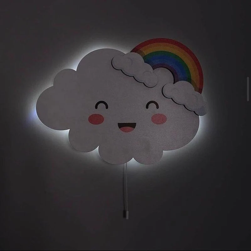 Wandlampe Wolke Regenbogen mit weißem Licht