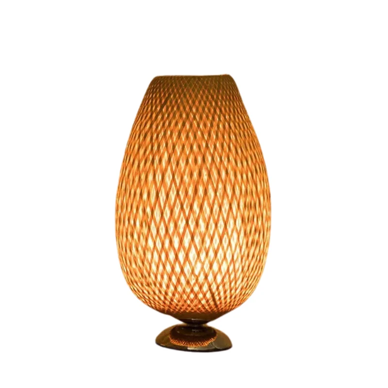 CasaBamboo | Vintage Bambus-Tischlampe für Wohnzimmer