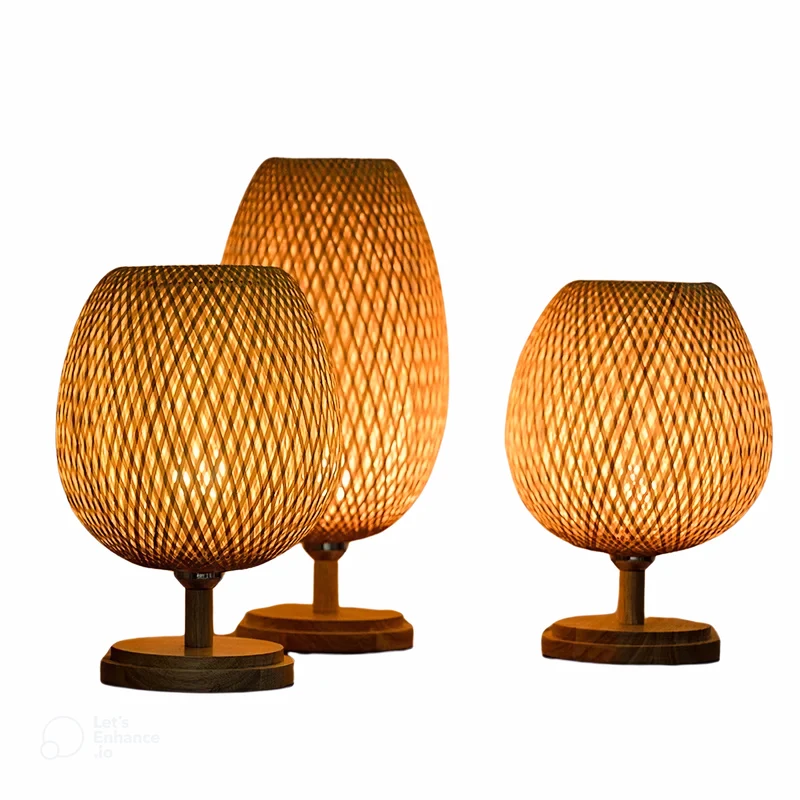 CasaBamboo | Vintage Bambus-Tischlampe für Wohnzimmer