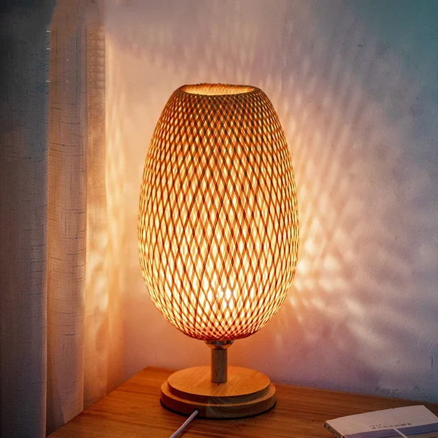 CasaBamboo | Vintage Bambus-Tischlampe für Wohnzimmer