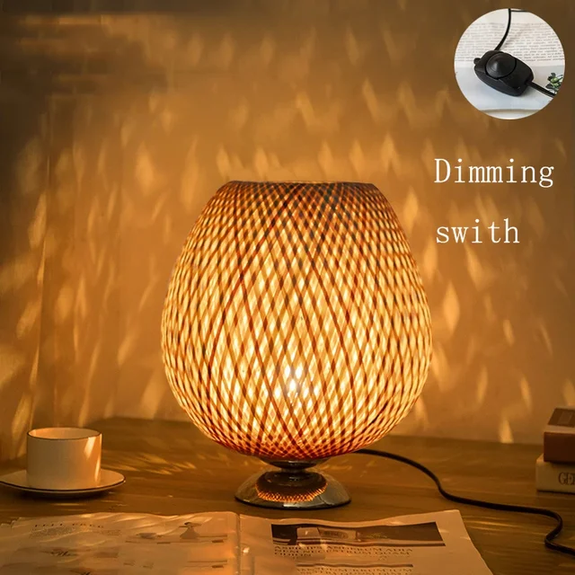 CasaBamboo | Vintage Bambus-Tischlampe für Wohnzimmer