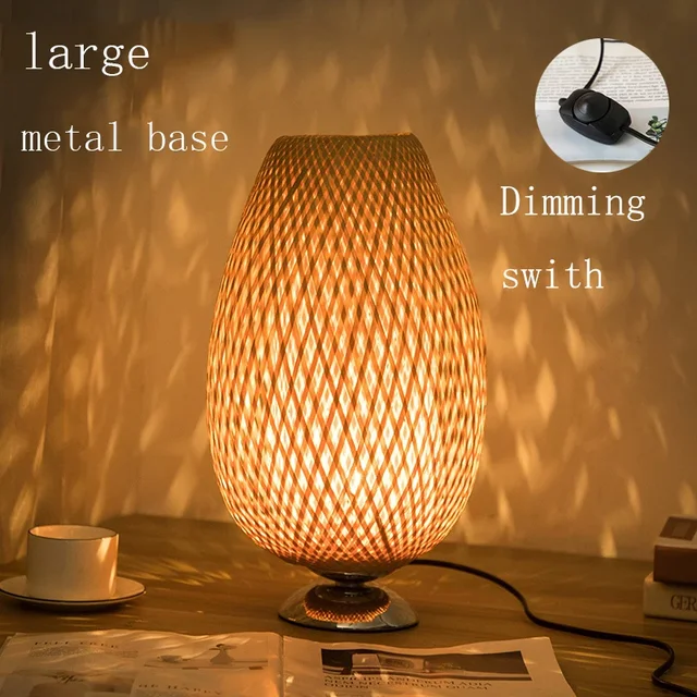 CasaBamboo | Vintage Bambus-Tischlampe für Wohnzimmer