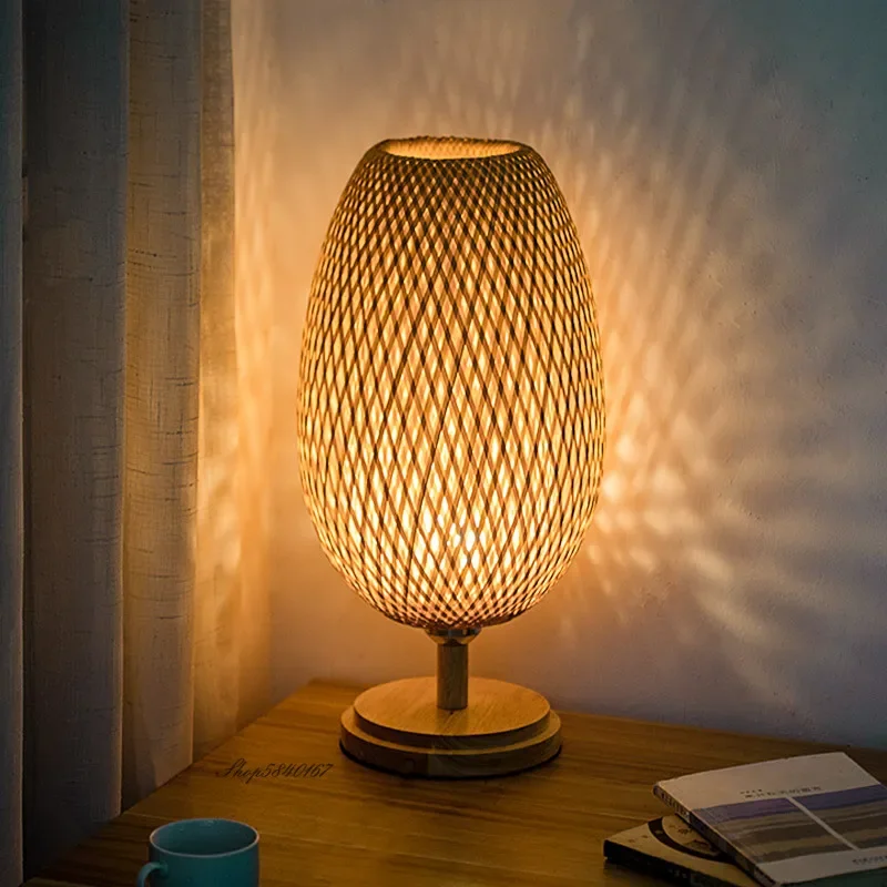 CasaBamboo | Vintage Bambus-Tischlampe für Wohnzimmer